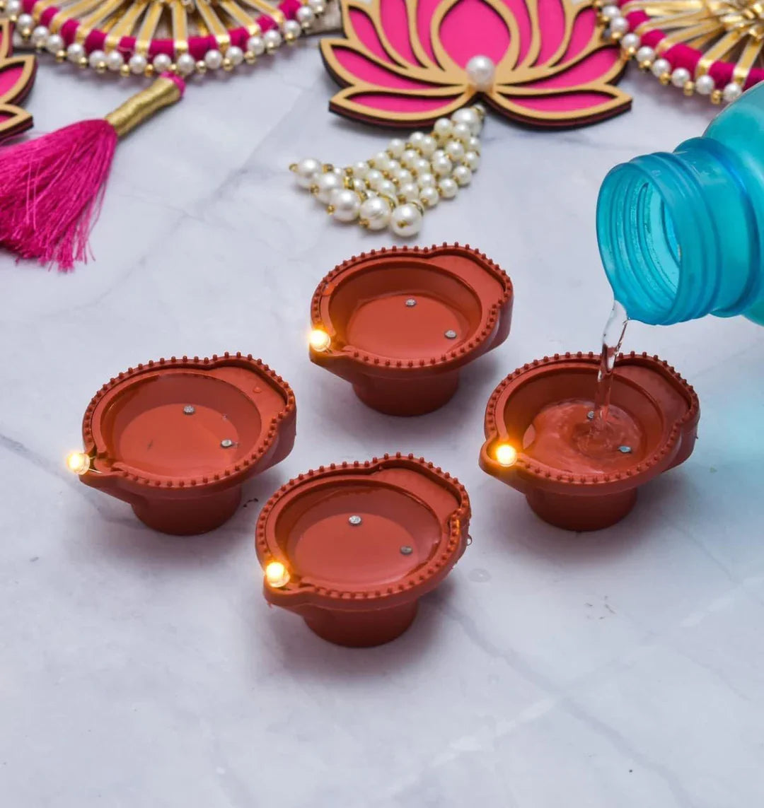 Water Sensor LED Diya - No Fire, No Smoke, No Oil β Just Radiant Light (Pack of 6/12/18/24)