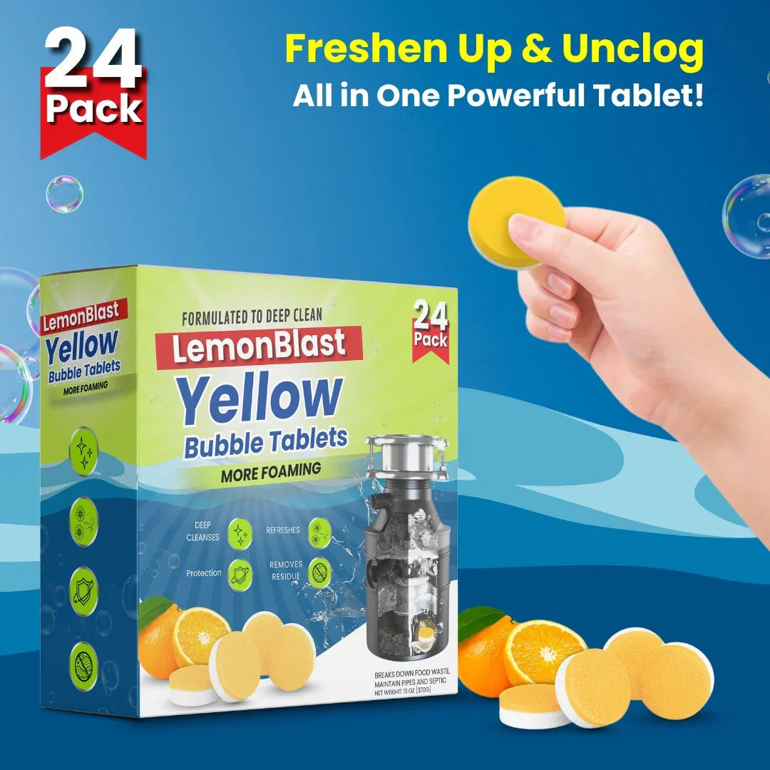 LemonBlast Yellow Bubble Tablets – Odor Eliminator + Blockage Remover