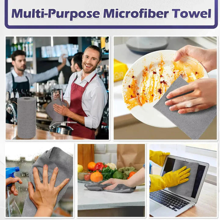 Microfiber Cleaning Cloth Roll – (20 Sheets) Reusable & Super Absorbent