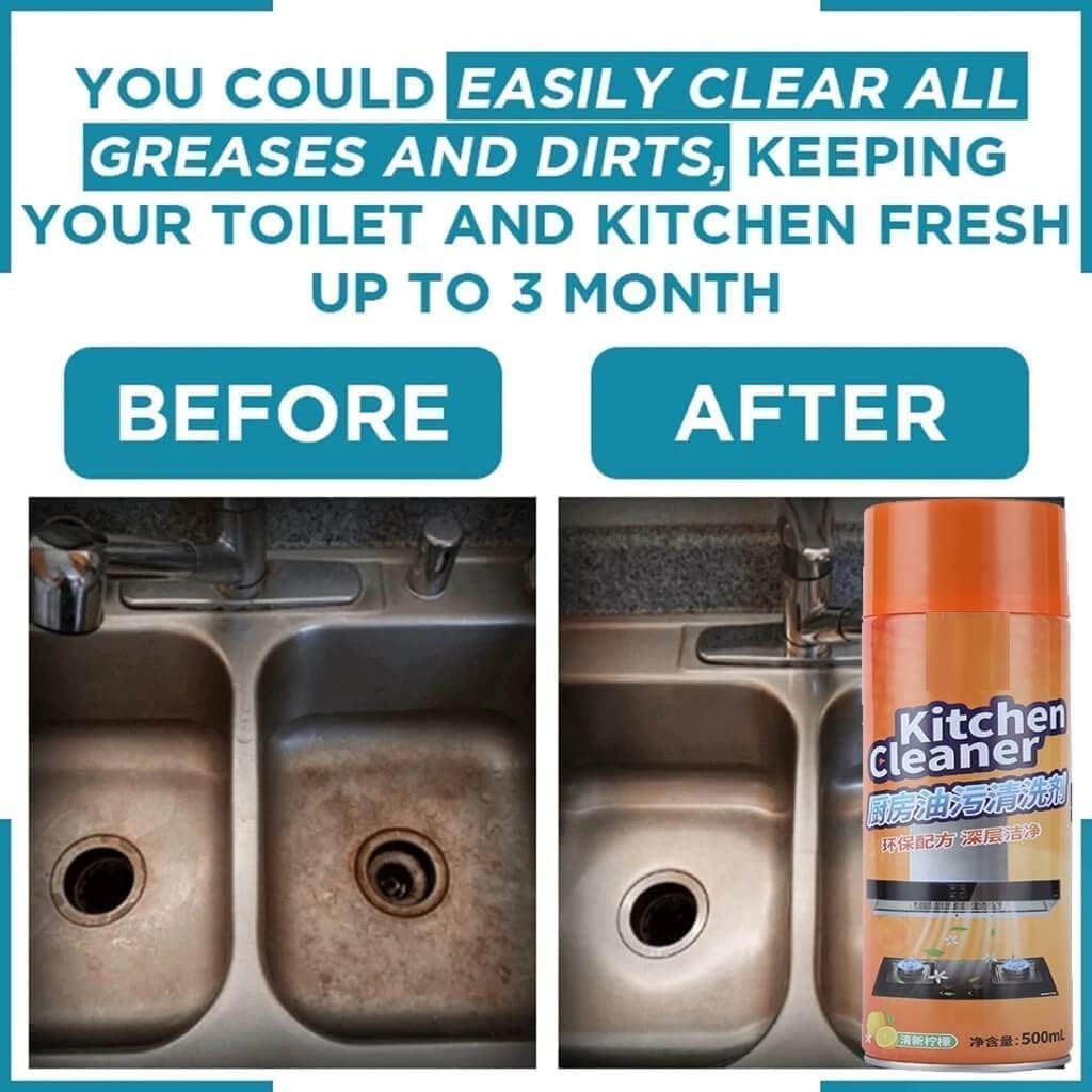 Multipurpose Bubble Foam Kitchen Cleaner Spray | Oil & Grease Stain Remover