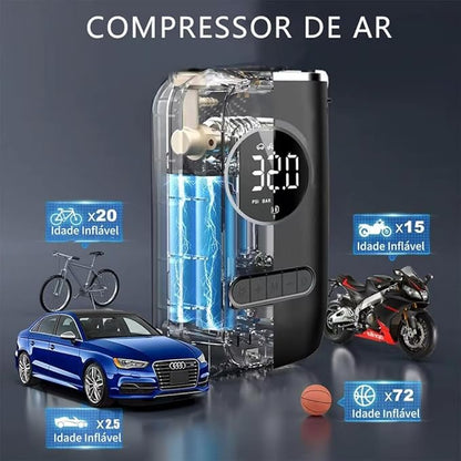 Portable Air Compressor Smart Tire Inflator | Chargeable Cordless Tyre Inflator/Air Pump With Led Light For Cars, Bikes, Motorcycles