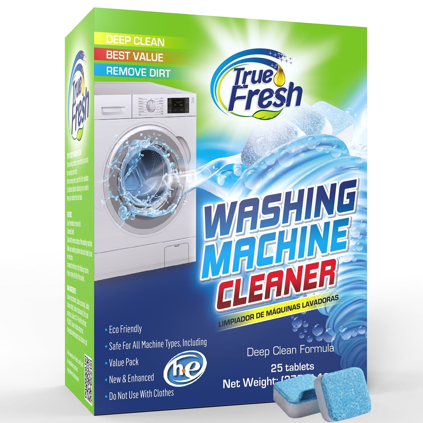 True Fresh Washing Machine Cleaner Tablets 25 Pack - Washer Cleaner - For Front and Top Loader