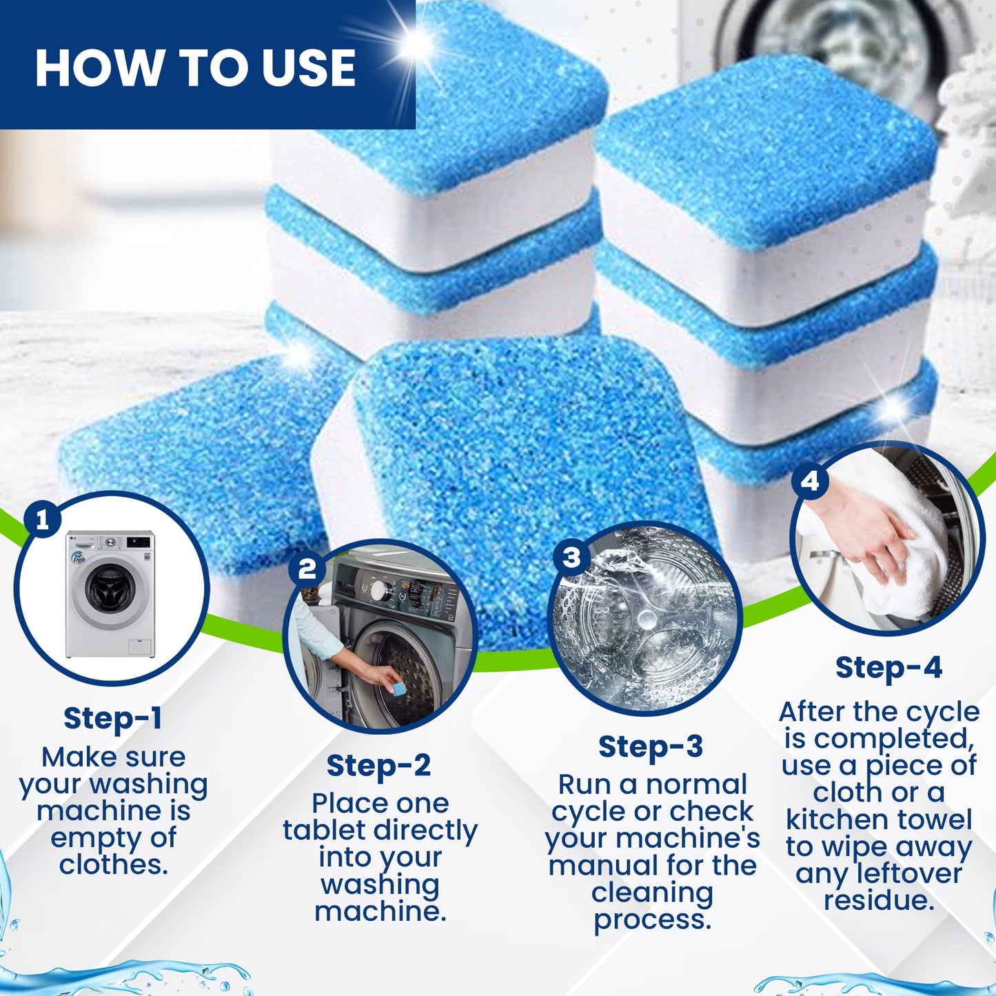 True Fresh Washing Machine Cleaner Tablets 25 Pack - Washer Cleaner - For Front and Top Loader