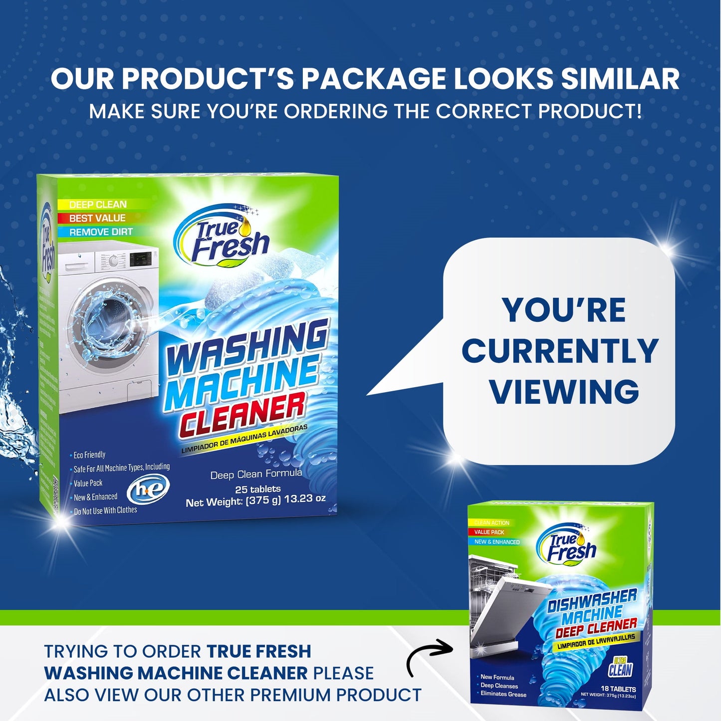 True Fresh Washing Machine Cleaner Tablets 25 Pack - Washer Cleaner - For Front and Top Loader