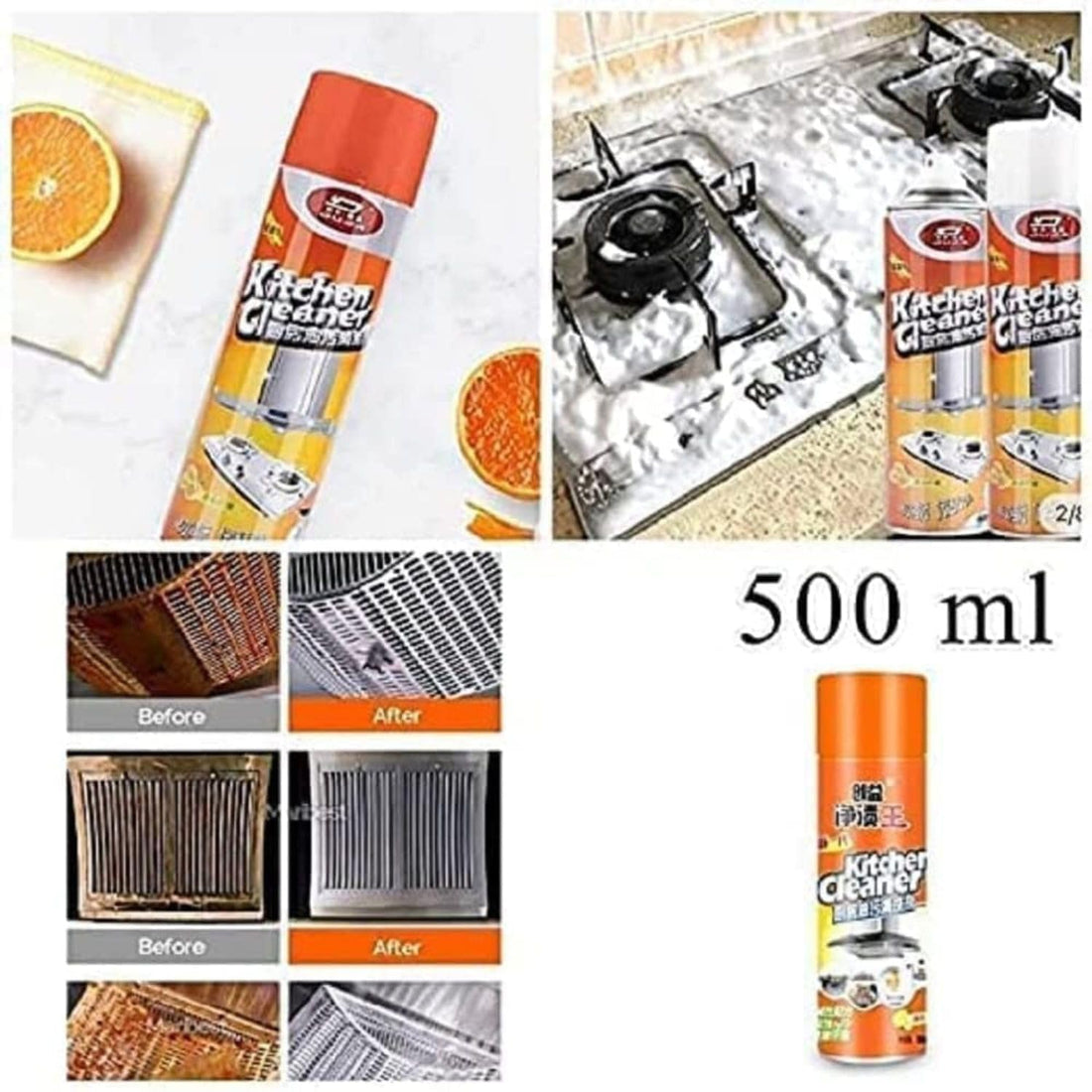 Multipurpose Bubble Foam Kitchen Cleaner Spray | Oil & Grease Stain Remover