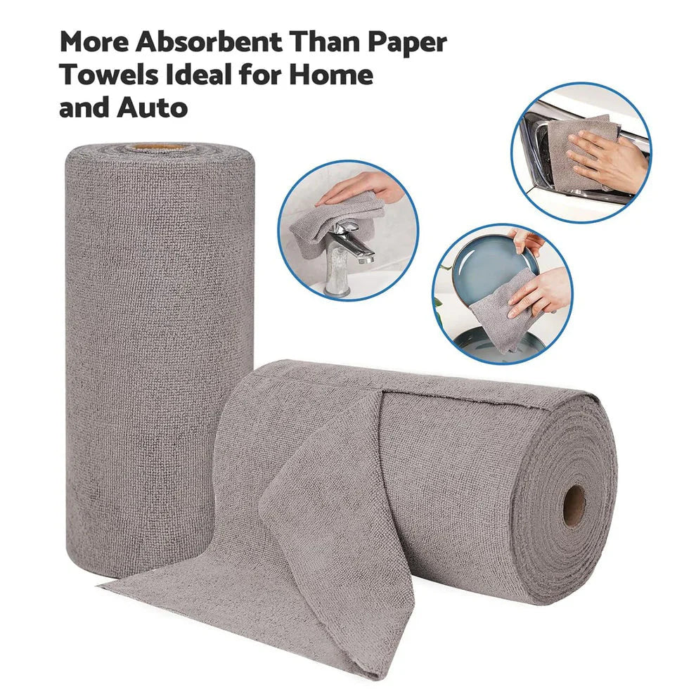 Microfiber Cleaning Cloth Roll – (20 Sheets) Reusable & Super Absorbent
