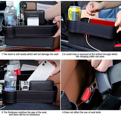 Seat Pockets Pu Leather Car Console Side Organizer