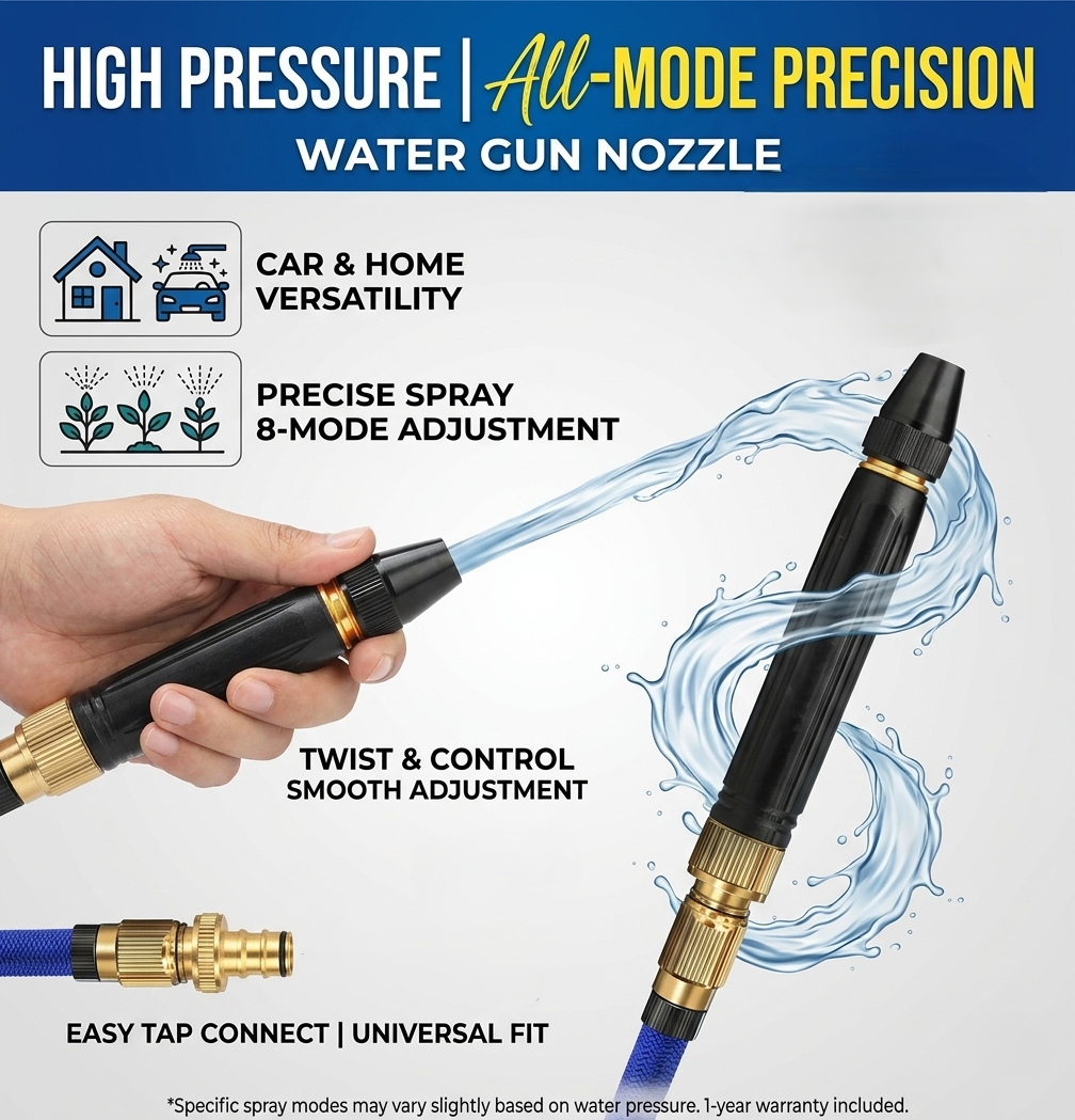 Portable High Pressure Washing Water Nozzle (Black)
