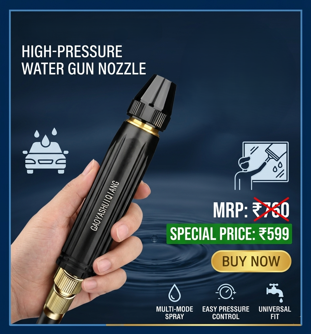 Portable High Pressure Washing Water Nozzle (Black)