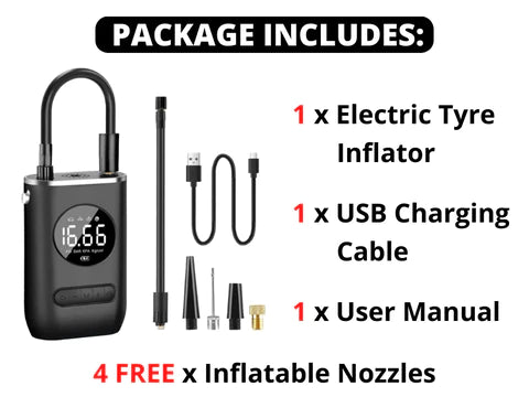 Portable Air Compressor Smart Tire Inflator | Chargeable Cordless Tyre Inflator/Air Pump With Led Light For Cars, Bikes, Motorcycles