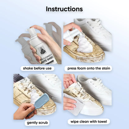 Water-free foam shoe cleaner