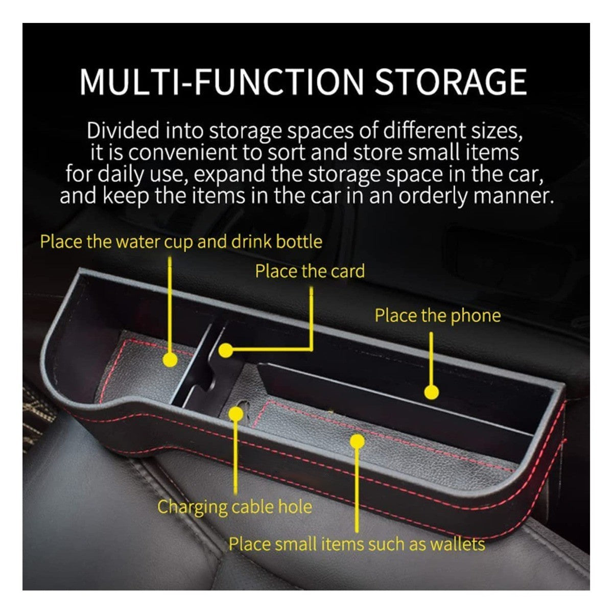 Seat Pockets Pu Leather Car Console Side Organizer