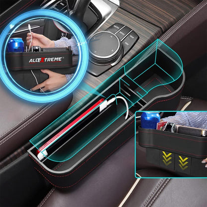 Seat Pockets Pu Leather Car Console Side Organizer