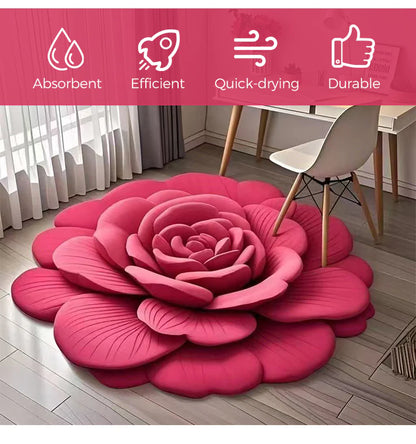 3D Floral Plush & Diatomaceous Earth Floor Mat