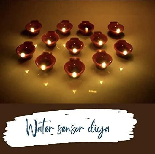 Water Sensor LED Diya - No Fire, No Smoke, No Oil – Just Radiant Light (Pack of 6/12/18/24)